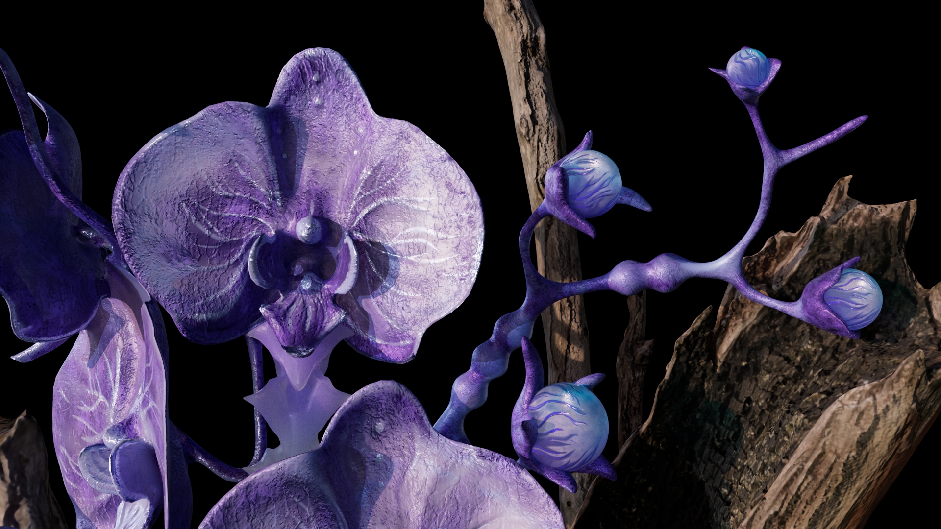 Orchid Statue Closeup Image